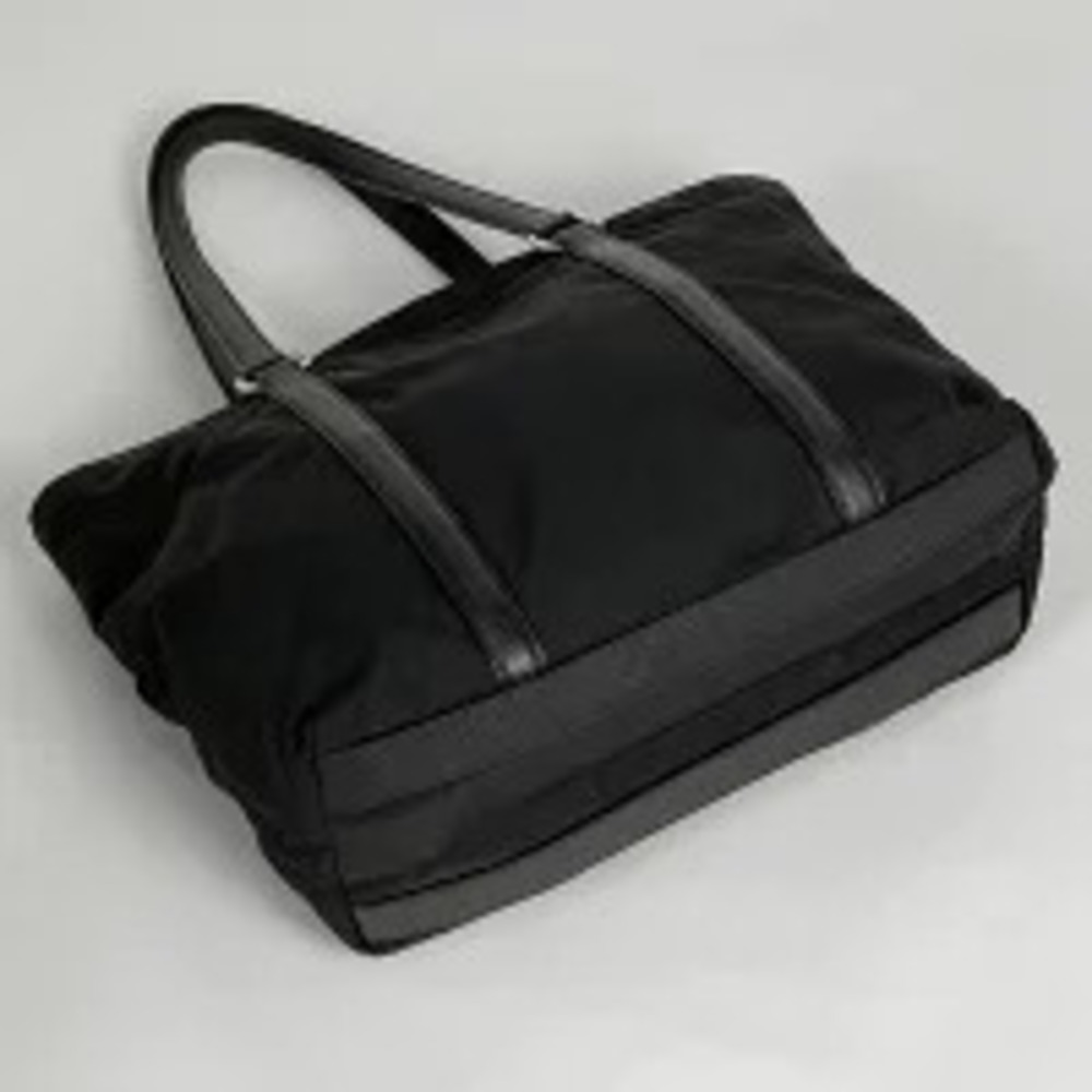 Prada Nero Plate Handbag Tote Black Bag